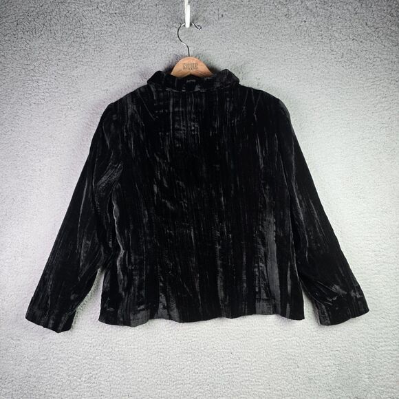 Coldwater Creek Black Velvet Jacket Lined Button Front Classic Petite Large - Picture 15 of 16